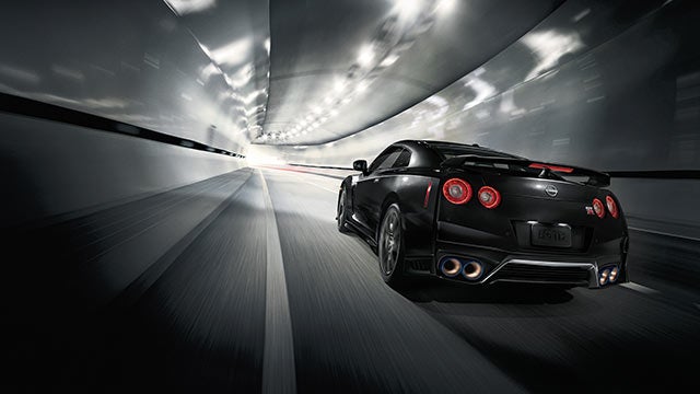 2023 Nissan GT-R seen from behind driving through a tunnel | Coeur d'Alene Nissan in Coeur d'Alene ID
