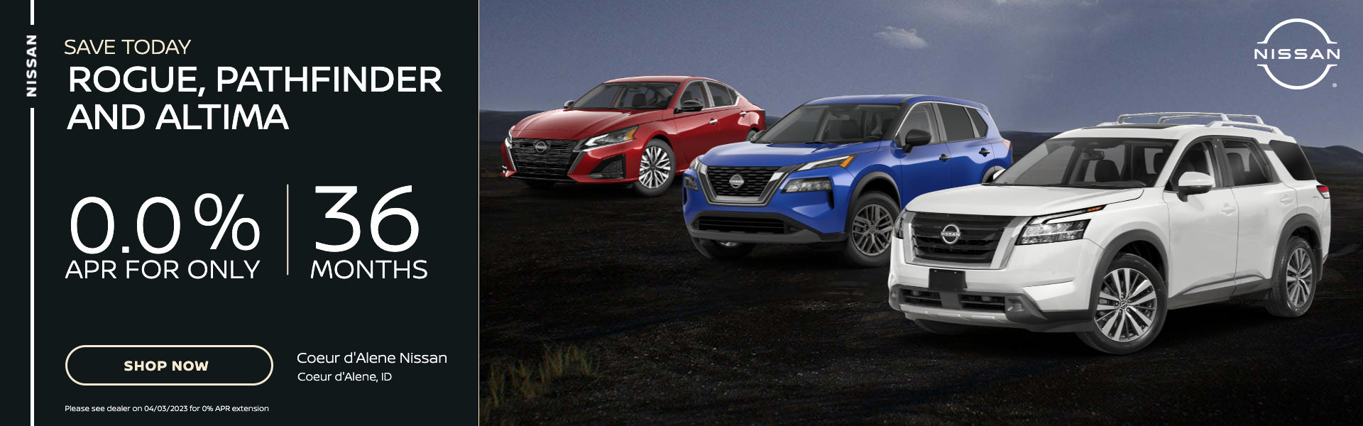 Save Today on Rogue, Pathfinder, and Altima